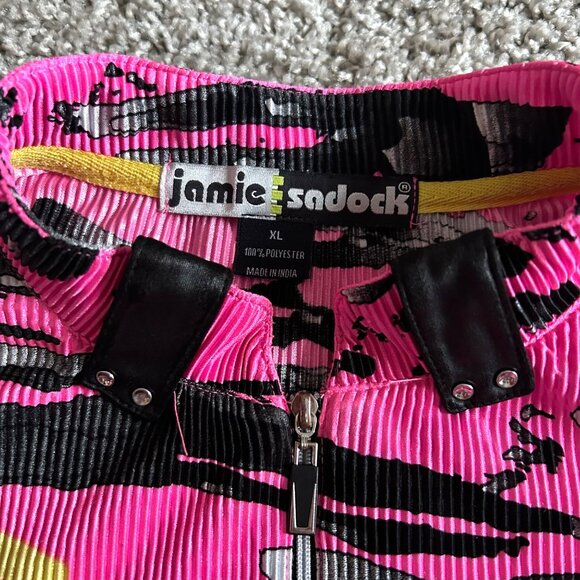 Jamie Sadock Womens XL Pink Black Abstract Quarter Zip Short Sleeve Top - Picture 2 of 8